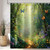Emwnodti Fantasy Forest Shower Curtain，Green Nature Tree Butterflies Flower Garden Landscape Scene Bathroom Decoration，Polyester Fabric Waterproof Bath Curtain 72x72 Inch with 12 Hooks