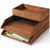 Beeveer 3 Pcs Wooden Letter Tray Stackable 3 Layer Paper Tray, Brown