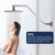 Square Shower Head Extension Arm with Flange, 16.5 Inch Z/S Shaped High Rise Shower Pipe Extender Wall-Mounted for Fixed Bathroom, Shower Head Goose Neck Arm - Extra Long Thread (Brushed Nickle)
