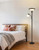 Torchiere Floor Lamp for Living Room with Reading Light, Thick Glass Shade