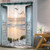 Vengaot Beach Coastal Shower Curtain 72Wx72L Inch Ocean Rustic Teal Barn Door Nautical Summer Hawaiian Seascape Seaside Wave Retro Wood Bathroom Curtains Sunrise Waterproof Fabric 12 Plastic Hooks