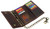 CAZORO Bikers RFID safe Cow Leather Crazy Horse Brown Long Checkbook Trifold Chain Wallet for Men Vintage Texture style