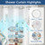 No Hook Shower Curtain with Snap in Liner, Blue Crab and Beach Sign Shower Curtain with Sheer Top Window and Weighted Hem for Bathroom, Double-Layer Waterproof Fabric Shower Curtains, 71" W x 74" L