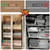 3 Pack Stackable Closet Organizers and Storage Basket, Closet Shelves with Wood Top Extra Storage, Multifunctional Clothes Organizer Bins/Cube Storage Drawer for Wardrobe Kitchen Laundry Room, Black