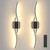 Povectolay Battery Operated Wall Sconces Set of Two, Black 31.4" 3 Color LED dimmable Wireless Wall Sconce with Remote Control, USB Rechargeable Wall Lights for Living Room Bedroom Hallway Background