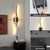 Povectolay Battery Operated Wall Sconces Set of Two, Black 31.4" 3 Color LED dimmable Wireless Wall Sconce with Remote Control, USB Rechargeable Wall Lights for Living Room Bedroom Hallway Background