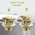 BOTEMY Solid Brass Pop-Up Drain for Freestanding Tubs, Tool-Free Installation Bathtub Drain Stopper with Brushed Gold Finish, Universal Fit 1.8" Hole Size, Leak-Proof Heavy Duty Design ​(Brushed Gold)