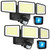 UME Battery Powered Motion Sensor Outdoor Lights 302 LED 1800LM, IP65 Waterproof Battery Operated Flood Lights Outdoor, 3 Heads Security Motion Light with 3 Modes for Garden Patio Yard, 2 Pack (Black)