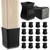 Square Chair Leg Protectors for Hardwood,(1.25 Inch Black).