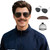 Wallden Hair Mens Short Brown Wig + Mustache + Sunglasses + Wig Cap for 70s 80s Costume Funny Synthetic Male Wigs for Cosplay Halloween Party