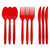 120 Pcs Red Plastic Silverware Set, Disposable Cutlery Set with Forks Spoons and Knives, Red Disposable Flatware for Memorial Day 4th of July BBQ Picnic Party Supplies