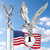 Silver Eagle Flag Pole Topper with Ball , 13" Ornament Fit 15-30 Flagpoles