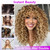 Eawwii Curly Wig with Bangs for women, 18 Inch Honey Blonde Glueless Wigs