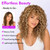 Eawwii Curly Wig with Bangs for women, 18 Inch Honey Blonde Glueless Wigs