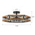 6-Light Large Rustic Farmhouse Wood Flush Mount Ceiling Light Fixture 20 inch Oak Wood and Metal Cage Semi Flush Mount Ceiling Light for Hallway Entry Farmhouse Bedroom Living Room, Black