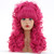 MAGQOO 80s Long Curly Hot Pink Cosplay Wig with Bangs 60s 70s 80s Queen Disco Beehive Wig for Women Halloween Cosplay Costume Wig