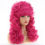 MAGQOO 80s Long Curly Hot Pink Cosplay Wig with Bangs 60s 70s 80s Queen Disco Beehive Wig for Women Halloween Cosplay Costume Wig
