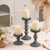 Mumufy 3 Set Wooden Candle Holders for Pillar Candles, Sage Green, Small