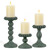 Mumufy 3 Set Wooden Candle Holders for Pillar Candles, Sage Green, Small