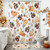 Lindameler 4pcs Fall Thanksgiving Shower Curtain Set Autumn Harvest Pumpkins Turkey Shower Curtain with Non-Slip Washable Bath Rugs, Toilet Lid Cover for Thanksgiving Bathroom Decor Accessory