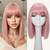 Usweety Pink Bob Wig With Bangs Short Straight Synthetic Anime Cosplay Wigs for Women 14 Inch Shoulder Length Bob Hair Replacement for Daily Party Colorful Bob Wigs