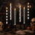 LCZLUMIPRO 6Pcs Halloween Flameless Taper Candles, Remote Black and White Candles, Checked Polka Dot Striped Battery Candlesticks, Flickering Plastic Candles for Table Window Fall Decor