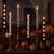 LCZLUMIPRO 6Pcs Halloween Flameless Taper Candles, Remote Black and White Candles, Checked Polka Dot Striped Battery Candlesticks, Flickering Plastic Candles for Table Window Fall Decor