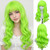WTHCOS Neon Green Wigs for Women Long Curly Wavy Lime Green Wig with Bangs Heat Resistant Synthetic Wigs for Cosplay Costume Party