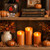 Fall Decor, Fall Decorations for Home, Flameless Candles, Burnt Orange, 3PC