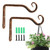 Jardim 2 Pack 6 Inch Premium Decorative Metal Iron Wall Hook, Indoor Outdoor Plant Hanger, Rustic Hanging Gardening Bracket Hook, for Planters, Bird Feeders, Lanterns, Wind Chimes (Coffee)
