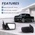 Lqito Right Passenger Side Mirror Fits 2021-2026 Ford F150 With Manual Folding Power Glass Heated Blind Spot Turn Signal Puddle Light Temperature Sensors Matte Black Replace#ML3Z17682SA(13Pins)
