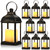 Kittmip 8 Pcs 10 Inch Dark Bronze Decorative Candle Lantern Bulk for Wedding Centerpieces Bronze Lanterns with LED Flameless Candle Indoor Outdoor Battery Powered Hanging Lights for Wedding Party