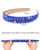 Wecoe Royal Blue Rhinestone Headband Women Girls Fancy Sparkly Bling Glitter Crystal Leaf Shape Diamond Jeweled Embellished Headband Hairband Holiday Formal Hair Accessories Gifts
