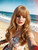 NJJYXH 22 Inches Strawberry Blonde Wigs for Women Long Wavy Wig with Neat Bangs Synthetic Natural Ginger Wig for Cosplay,Halloween,Daily Use