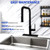 Faucet Deck Plate, Sink Hole Cover,Stainless Steel Long Rectangle 10 Inch Plate Escutcheon for 1 or 3 Hole Bathroom or Kitchen Sink Matte Black