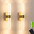 Amansour Battery Operated Wall Sconces Set of 2: Rechargeable Battery Powered Gold Wall Lamp, Dimmable Wall Lights Fixtures for Living Room/Bathroom 15.3in (2 Pack)