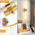 Amansour Battery Operated Wall Sconces Set of 2: Rechargeable Battery Powered Gold Wall Lamp, Dimmable Wall Lights Fixtures for Living Room/Bathroom 15.3in (2 Pack)