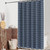 Boho Farmhouse Classic Plaid Linen Tassel Shower Curtain Navy Blue,72x84