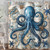 Hjokiupt Octopus Shower Curtain for Bathroom, Funny Ocean Vintage Nautical Shower Curtains, Coastal Map Waterproof Fabric Shower Curtain Set with 12 Hooks, Retro 72 x 72 Inch