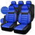 CAR PASS Leather Seat Covers Full Set Universal Water Resistant 3D Foam Back Support, Luxury Comfort Automotive 5 Seat Covers All Season Fit for SUV,Sedan,Van, Airbag Compatible Elegance(Blue Black)