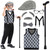 Elefama Old Man Costume for Kids Boys 5-7 100 Days of School Costume for Boys 100th Day of School Dress Up Grandpa Costume Outfit for Boys Kids Cane 100 Year Costume Old Person for Kids Boys