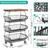 CHLORYARD Fruit Basket with Wooden Lid for Kitchen, 4-Tier Stackable Wire Fruit Vegetable Storage Basket Organizer Stand on Wheel, Produce Basket Potato Onion Storage Bins Rack Cart for Pantry