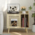 Semiocthome Record Player Stand with Vinyl Storage, Record Player Table with Rattan Cabinet Door, Vinyl Record Holder with Display Area, Side Table with Solid Wood Legs for Turntables for Living Room