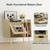 Semiocthome Record Player Stand with Vinyl Storage, Record Player Table with Rattan Cabinet Door, Vinyl Record Holder with Display Area, Side Table with Solid Wood Legs for Turntables for Living Room