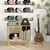 Semiocthome Record Player Stand with Vinyl Storage, Record Player Table with Rattan Cabinet Door, Vinyl Record Holder with Display Area, Side Table with Solid Wood Legs for Turntables for Living Room