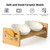 FUKUMARU Elevated Cat Ceramic Bowls, Small Dog 15° Tilted Raised Food Feeding Dishes, Solid Bamboo Water Stand Feeder Set for Cats and Puppy