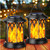 KOOPER Solar Lights Outdoor Garden, 2 Pack Hanging Solar Lanterns with Realistic Flickering Flame LED, Waterproof Flame Effect Garden Ornaments Birthday Gifts for Women for Pathway Patio Decoration