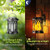 KOOPER Solar Lights Outdoor Garden, 2 Pack Hanging Solar Lanterns with Realistic Flickering Flame LED, Waterproof Flame Effect Garden Ornaments Birthday Gifts for Women for Pathway Patio Decoration