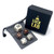 Luck Lab Backgammon Pearl Dice Set - 22 mm Doubling Cube Plus Four 16 mm Dice with Storage Bag, Brown/White Marbelized