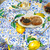 bnhjsdw Blue Outdoor Tablecloth with Umbrella Hole for Round Table, Waterproof Lemon Patio Table Cloth with Zipper - 60 x 60 inches